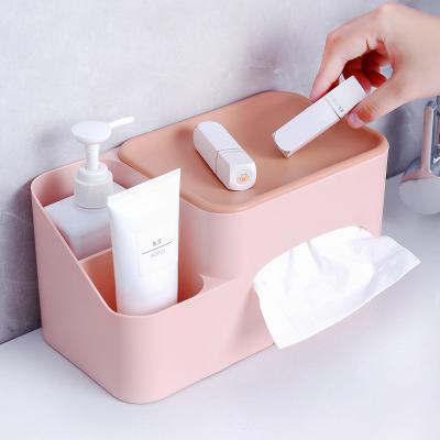 China New Design Multi-Functional Wholesale Traditional Desktop Hot Pink Plastic Organizer Tissue Storage Box for sale