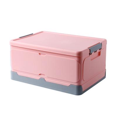 China Pink Outdoor Waterproof Storage Container Sustainable Home Clothing Organizer Collapsible Plastic Storage Box for sale