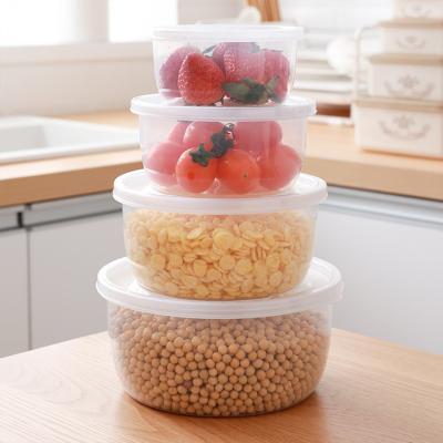 China Freshness Preservation Four-Piece Unit Containers PP Transparent Safe Plastic Microwavable Refrigerator Food Storage Box With Lids for sale