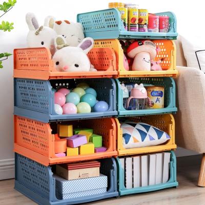 China Sustainable Design Durable Plastic Hollow Slide-out PP Stackable Plastic Storage Rack Baskets For Kitchen Living Room for sale