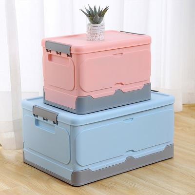 China Wholesale Sustainable Home Car Plastic Modern Design Storage Box Camping Folding Containers Organizer With Lids for sale