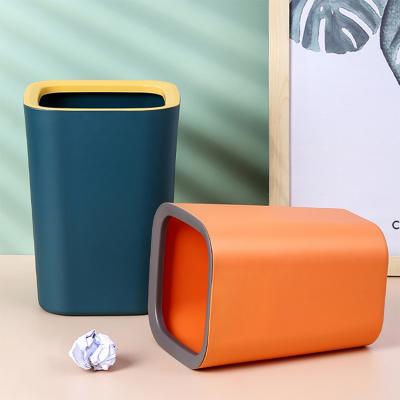 China Pretty 2 Colors Contrast Household Press Ring Places Sustainable Design Plastic Kitchen Trash Bin for sale