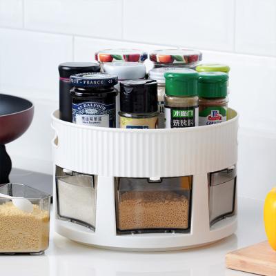 China BPA Free Design Food Grade Plastic Kitchen Spice Rack Organizer Rotating Removable Round Seasoning Storage Box New 360 for sale