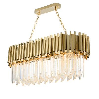 China Contemporary Cheap Luxury Gold K9 Crystal Rectangular Stainless Steel Chandelier House Lights for sale