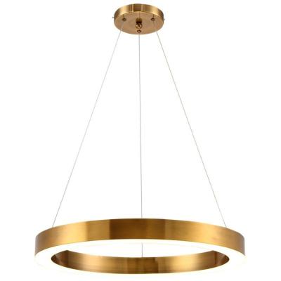 China Modern Contemporary Golden Iron LED Ring Circular LED Hanging Light Round Chandelier Pendant Lamp for sale