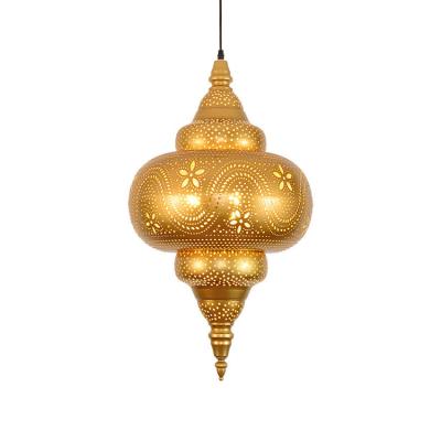 China Contemporary Wholesale Custom Bronze Cavity Art Design Moroccan Chandelier Gold Lamp For Cafe for sale