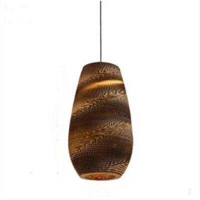 China Contemporary CE Approval Modern Brown Hanging Lamp Round Hanging Paper Pendant For Restaurant for sale