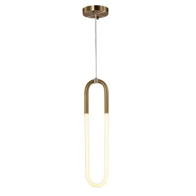 China Modern simple and post-modern simple long head minimalist wrought iron pendant lamp bedroom shop restaurant light for sale