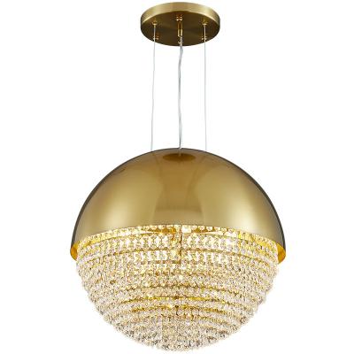 China Post-modern luxury high quality modern interior light bar hotel living room decoration round ball golden crystal led chandelier for sale