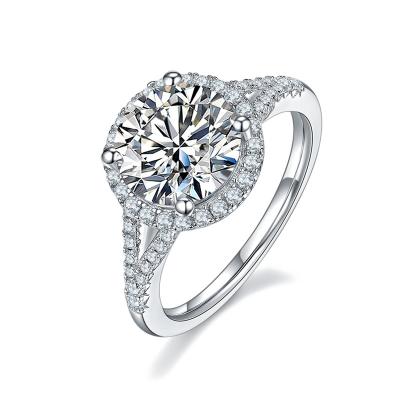 China 1.5ct/2.0ct/3.0ct Classic Lead Free Round Brilliant Cut Moissanite 925 Sterling Silver Halo Wedding Engagement Rings For Women for sale