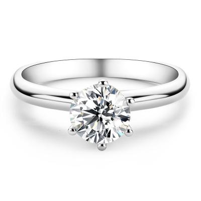 China 1.0ct 6.5mm Round Cut Lead Free Classic Moissanite 925 Sterling Silver Engagement Bib Female Ring for sale