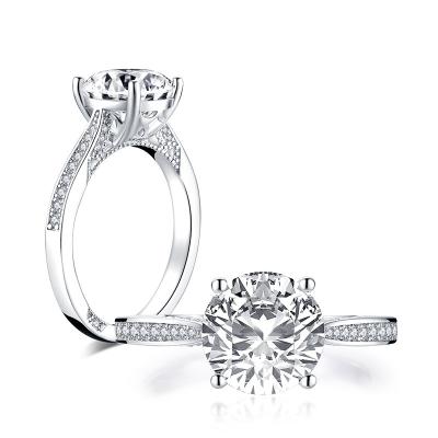 China Vintage 2.65ct Lead Free Zircon Shiny Round Cut Rings 925 Sterling Silver CZ Engagement For Women for sale