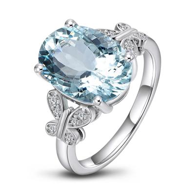 China Lead Free Luxury Gemstone Natural Brilliant Oval Cut Blue Topaz 925 Sterling Silver Wedding Engagement For Women for sale