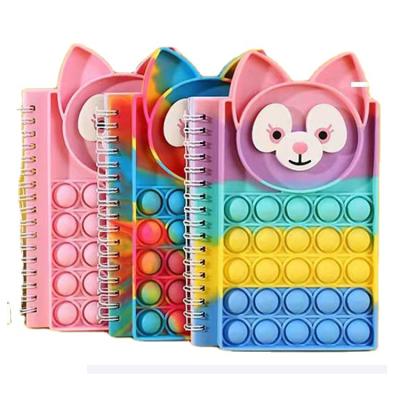 China 2022 New Design Notebook Silicone Push Bubble Snap Sensory Pop Fingertip Spiral Notebook for sale