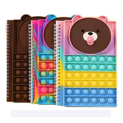 China Popular Toy Children's Bubble Decompression Silicone Push Limit Notebook A5 Notebook Gift Pop It Spiral Notebook for sale