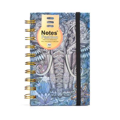 China Mini Low MOQ Customized 2022 Mini Retro Floral Spiral Hardcover Planner Notebook for sale