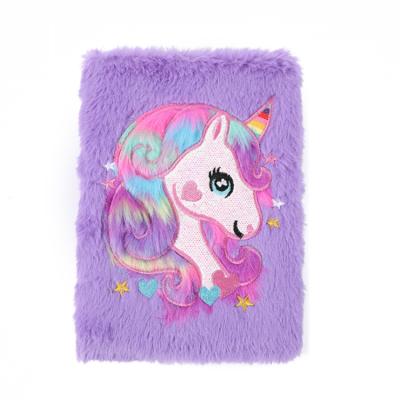 China 2022 New Unicorn Factory Gift Hardcover Book Cute Cartoon Children's Notebook Student Plush Notebook for sale