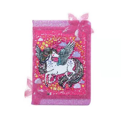 China Hardcover Factory Customized Diary Cute A5 Unicorn Sequins Cartoon Notebook Wholesale 2022 Kids Gifts for sale