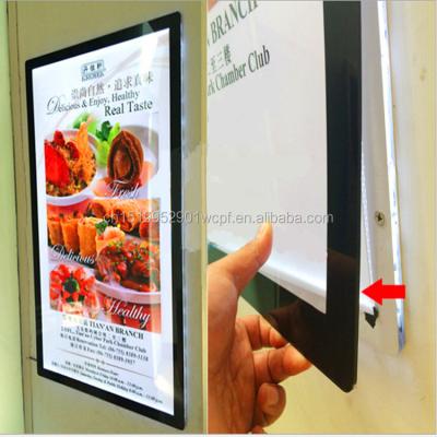 China For Advertising Poster Display A2 Size Magnetic Crystal Light Box, Magnetic Suction Open Acrylic Crystal Led Frame, Wall Mount Crystal Poster Board for sale