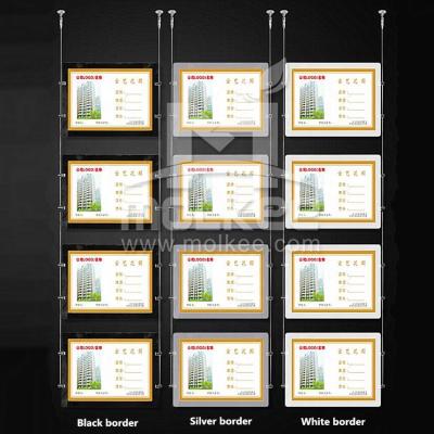 China To Advertise Poster Display Crystal LED Advertising Light Box Real Estate Agent Window Thin Hanging Acrylic Display LED Crystal Light Box for sale