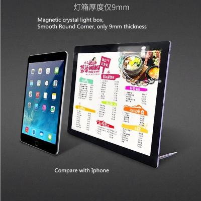 China For Advertising Magnetic Poster LED Display Crystal Light Panel Wall Mounted Illuminated Ultra-thin LED Backlit Crystal Advertising Light Box for sale