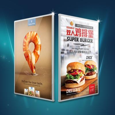 China For Advertising Poster Display A1 Size 10mm Thickness Thin Aluminum Flat Glass LED Panel Advertising High Quality Light Box for sale