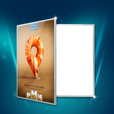 China For Advertising Poster A1 3800 Lux High Brightness Slim Aluminum LED Advertising Light Box Flat Glass Panel LED Lightbox for sale