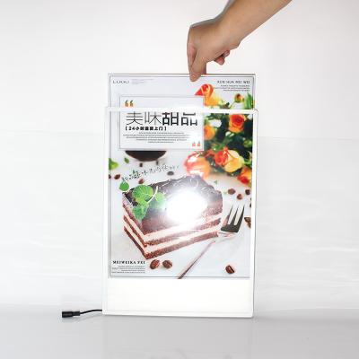 China For Advertising Poster Display A2 Height 5000 Lux High Brightness 10mm Thickness Square Shape Aluminum Advertising LED Light Box With Glass Panel for sale