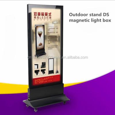 China Double Sides Movable POS Floor Standing Double Sided Acrylic LED Advertising Light Boxes, Movable Acrylic Billboard For Advertising for sale