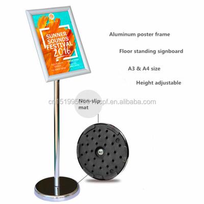 China Height Adjustable Telescopic Aluminum Frame Stable Floor Standing Stand Book Sign Holder Fitted Poster Rack for sale