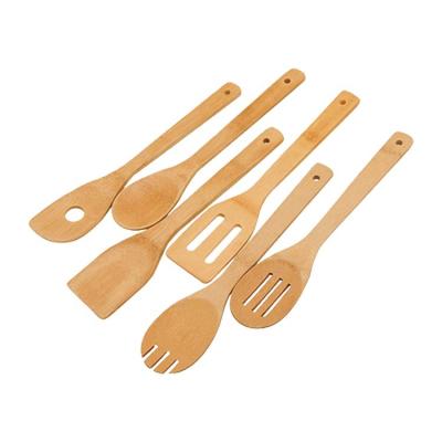 China Sustainable Kitchen Utensil Set Wooden Spoons - 6 Pcs Bamboo Wooden Spoons And Spatula Cookware for sale