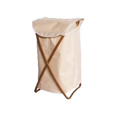 China Bathroom Collapsible Folding Laundry Basket Bamboo Dirty Clothes Hamper Wooden Laundry Basket With Removable Bag for sale