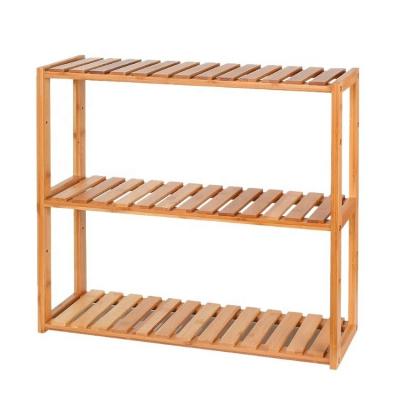 China As Picture Layer Bamboo Adjustable Rack Wall Mounted Storage Organizer Bathroom Towel Shelves for sale