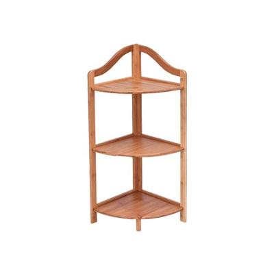 China 3 Tier Sustainable Bamboo Free Standing Rack Corner Storage Shelf Organizer For Bedroom for sale