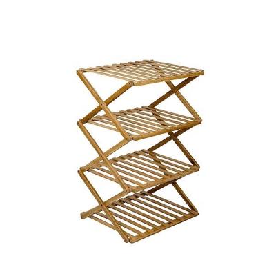 China Foldable Tiered Shoe Rack, Foldable Bamboo Shoe Organizer Rack Storage Free Standing Shoe Shelf, 4 Tier for sale