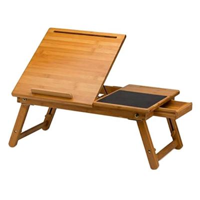 China Wholesale Adjustable (Height) Wooden Lap Desk Organic Bamboo Lap Tray with Cloth Covered Mouse Pad for sale