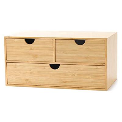 China Viable Storage Organization Bamboo Tabletop Box with 3 Drawers for sale