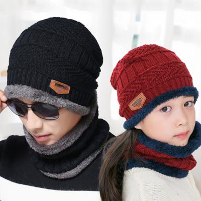 China JOINT Plush Warm Scarf Wool Knitted Winter Hats And Scarf Set For Men And Woman for sale