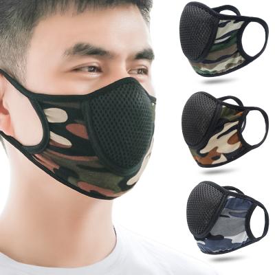 China Reusable Washable Skin Friendly Outdoor Sports Climbing Camouflage Breathable Washable Face Mask Cloth Cotton Fabric Recycling Mask for sale