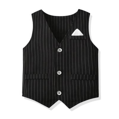 China Formal Kids Cotton Tops For Dress Striped Vest For Kids Party Wear Toddler Black Boy's Tuxedo Vests for sale