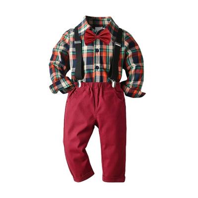 China European and American Style Autumn Clothing for 6 Years Old Baby Boy Cotton Shirts and Chino Pants Spring Toddler Two Piece Outfits Dress Child Clothing Sets for sale