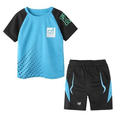 China Breathable Boys Summer Sports Clothing 2Pcs Casual Outfit Kids Football Tracksuit Two Piece Sets for sale