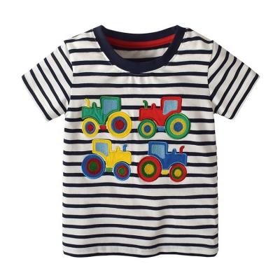 China Breathable Children's Summer Clothes Blue Striped T-Shirt For 1-6 Years Boy Tee Shirts for sale