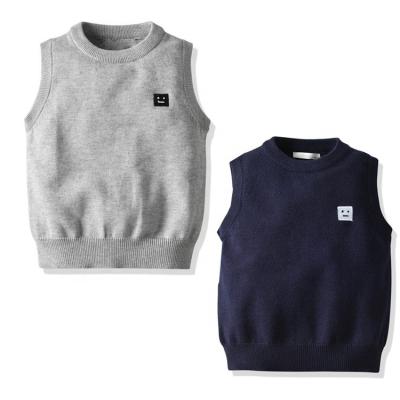 China Pullover Autumn Winter Kids Knit Jumper for 1-6 Years Toddler Boy Gray Blue Pullover Sleeveless Sweaters for sale