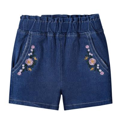 China Wholesale Babies' Bottoms Breathable Kids Clothes Summer Toddler Denim Short Pants With Flower Embroidery Jeans Shorts for sale