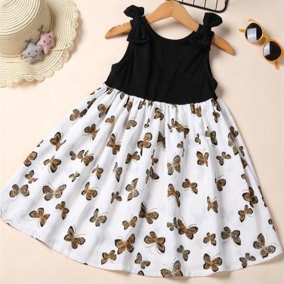 China 2021 Pastoral Style Summer Clothing Butterfly Print Dresses Sweet Cute Toddler Gril Pastoral Style Casual Dresses for sale