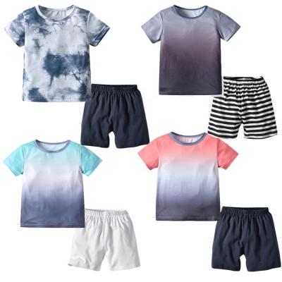 China 2021 Summer Casual Clothes For Kids 6-7 Years Old Cotton Clothes Custom Private Label Tie Dye Kids T-shirt Shorts 2 Piece Clothing Sets for sale