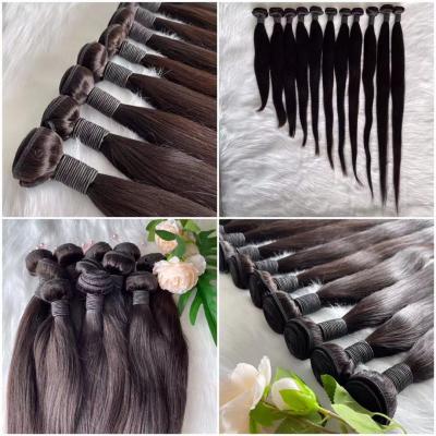 China Silky Straight Wave 12A Grade High Quality Double Drawn Raw Virgin Hair Cuticle Aligned Black Straight Hair Bundles Hair Extensions for sale