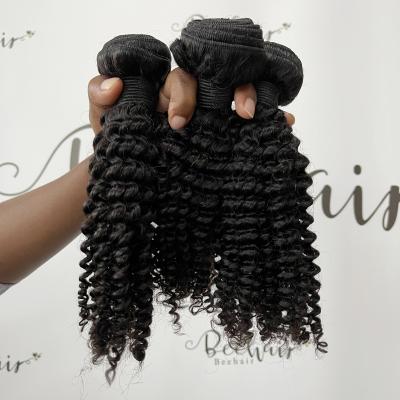 China 100% Brazilian Virgin Human Hair 14 Inches Kinky Curly Natural Black Brazilian Bundles In Extensions for sale