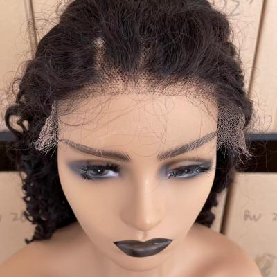 China 5x5 HD Water Wave Wig Natural Black Curly Wig Pre Plucked 150% Density 5x5 Water Wave HD Lace Up Closure Wigs for sale